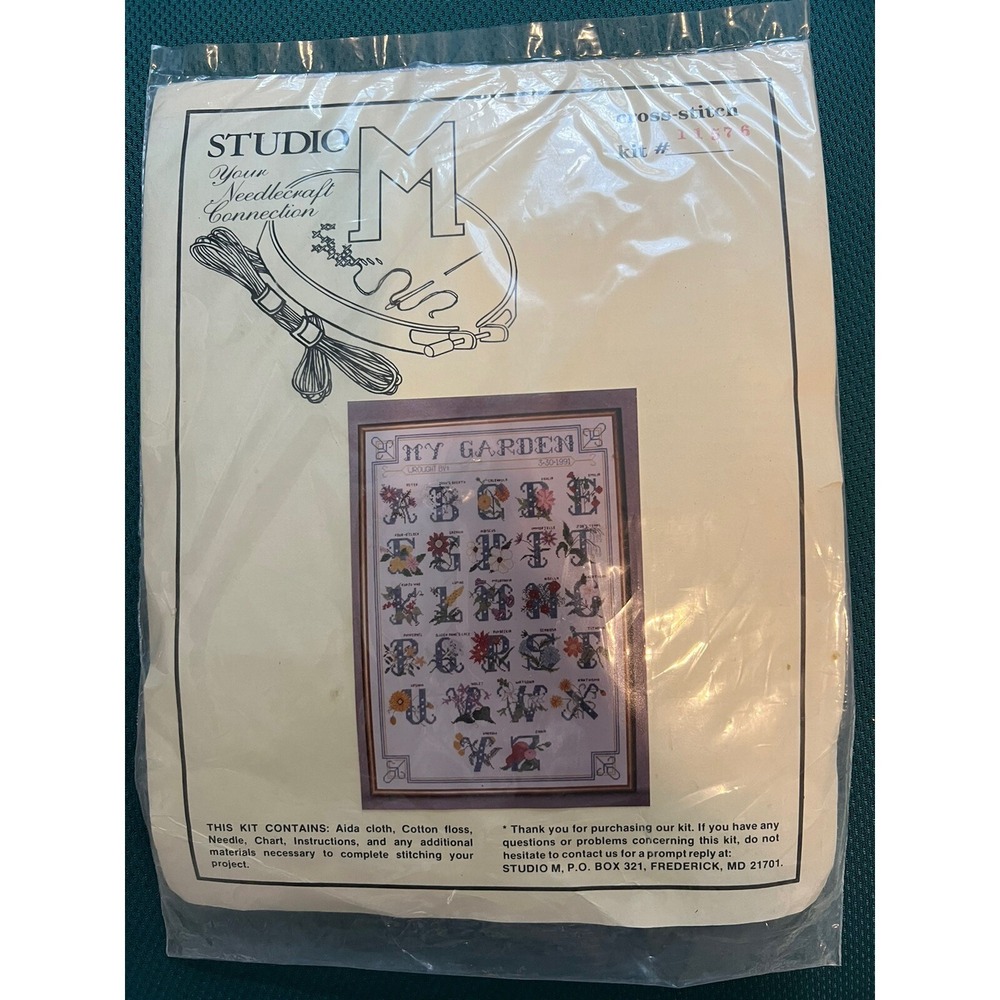Studio M Needle  Craft Collection My Garden Cross  Stitch Kit‎ 17" X 24" New